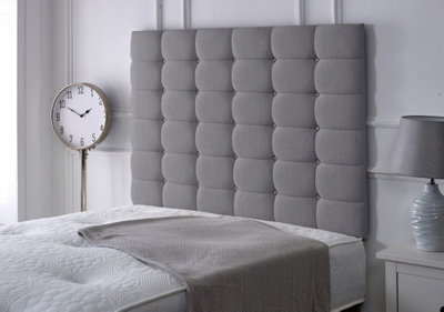 B&Q -  High Cubed Chenille 6Ft Super King 36" Headboard Light Grey