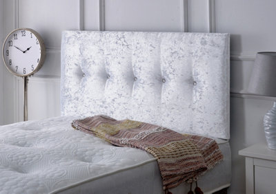 Slumbre Madrid Crushed Velvet 2Ft6 Small Single 24" HeadboardWhite from B&Q
