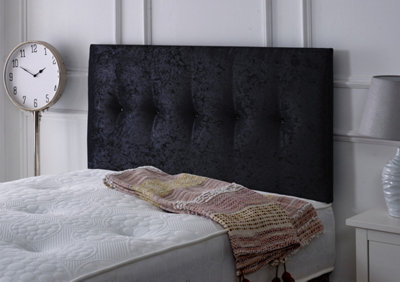 Slumbre Madrid Crushed Velvet 4Ft Small Double 24" HeadboardBlack from B&Q