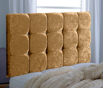 Slumbre Cube Crushed Velvet 2Ft6 Small Single 20" HeadboardGold from B&Q