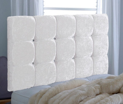 Slumbre Cube Crushed Velvet 4Ft6 Double 20" HeadboardWhite from B&Q