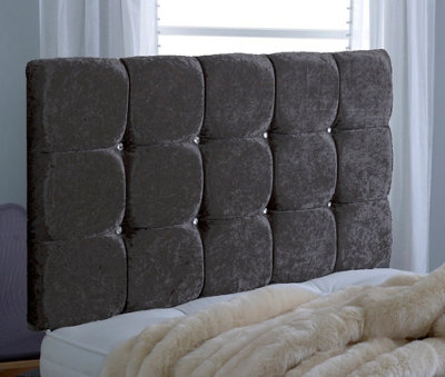 Adore Designs Cube Crushed Velvet 5Ft Kingsize 20" HeadboardBlack from B&Q
