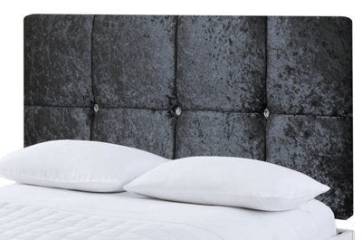 Slumbre Deluxe Crushed Velvet 4Ft Small Double 20" HeadboardBlack from B&Q