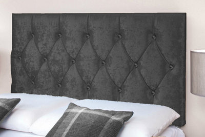 Slumbre Diamond Cut Crushed Velvet 2Ft6 Small Single 20" HeadboardBlack from B&Q