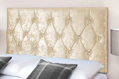 Slumbre Diamond Cut Crushed Velvet 2Ft6 Small Single 20" HeadboardCream from B&Q