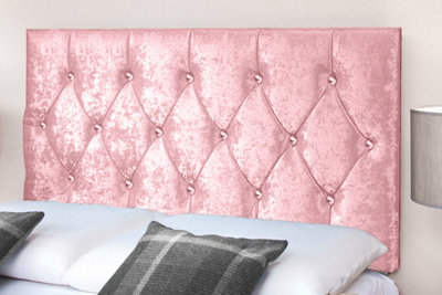 Slumbre Diamond Cut Crushed Velvet 2Ft6 Small Single 20" HeadboardPink from B&Q