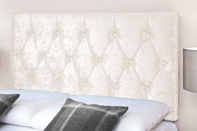 Slumbre Diamond Cut Crushed Velvet 2Ft6 Small Single 20" HeadboardWhite from B&Q