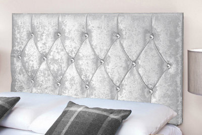 Slumbre Diamond Cut Crushed Velvet 3Ft Single 20" HeadboardSilver from B&Q