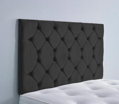 Slumbre Colchester Plush Velvet 3Ft Single 36" HeadboardBlack from B&Q