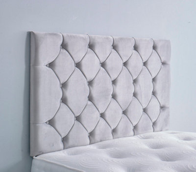 Slumbre Colchester Plush Velvet 3Ft Single 36" HeadboardSilver from B&Q