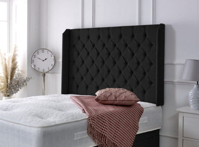 Adore Designs Chesterfield Winged Chenille 4Ft Small Double 36" HeadboardBlack from B&Q