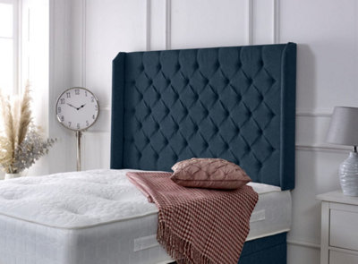 Adore Designs Chesterfield Winged Chenille 6Ft Super King 36" HeadboardBlue from B&Q