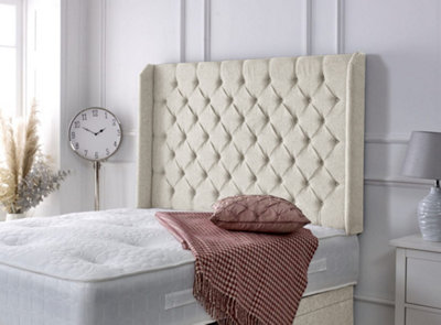 Adore Designs Chesterfield Winged Chenille 6Ft Super King 36" HeadboardCream from B&Q
