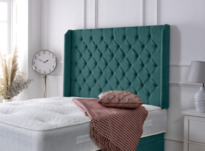 Adore Designs Chesterfield Winged Chenille 6Ft Super King 36" HeadboardTeal from B&Q