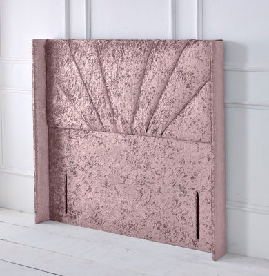Slumbre Alexander Winged Crushed Velvet 3Ft Single 50" Floor Standing HeadboardPink from B&Q