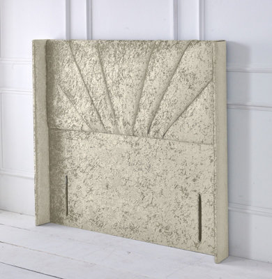 Slumbre Alexander Winged Crushed Velvet 4Ft Small Double 50" Floor Standing HeadboardCream from B&Q