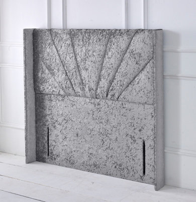 Slumbre Alexander Winged Crushed Velvet 4Ft6 Double 50" Floor Standing HeadboardGrey from B&Q