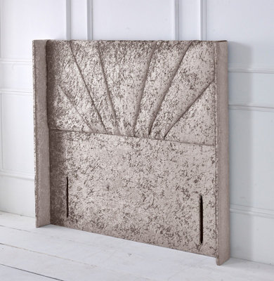 Slumbre Alexander Winged Crushed Velvet 5Ft Kingsize 50" Floor Standing HeadboardChampagne from B&Q