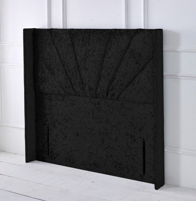 Slumbre Alexander Winged Crushed Velvet 6Ft Super King 50" Floor Standing HeadboardBlack from B&Q