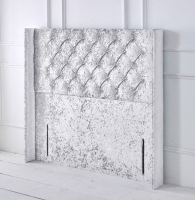 Adore Designs Chesterfield Winged Crushed Velvet 5Ft Kingsize 50" Floor Standing HeadboardWhite from B&Q