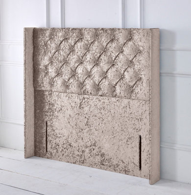 Slumbre Chesterfield Winged Crushed Velvet 6Ft Super King 50" Floor Standing HeadboardChampagne from B&Q