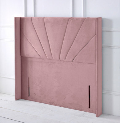 Slumbre Alexander Winged Plush Velvet 3Ft Single 50" Floor Standing HeadboardPink from B&Q