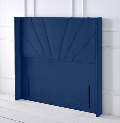 Slumbre Alexander Winged Plush Velvet 4Ft6 Double 50" Floor Standing HeadboardBlue from B&Q