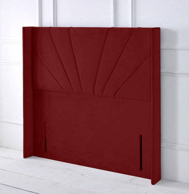 Slumbre Alexander Winged Plush Velvet 4Ft6 Double 50" Floor Standing HeadboardBurgundy from B&Q