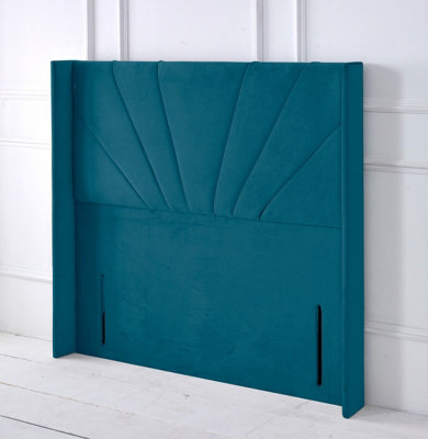 Slumbre Alexander Winged Plush Velvet 4Ft6 Double 50" Floor Standing HeadboardMallard from B&Q
