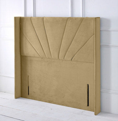 Slumbre Alexander Winged Plush Velvet 5Ft Kingsize 50" Floor Standing HeadboardCoffee from B&Q