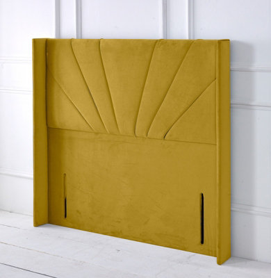 Slumbre Alexander Winged Plush Velvet 5Ft Kingsize 50" Floor Standing HeadboardTurmeric from B&Q