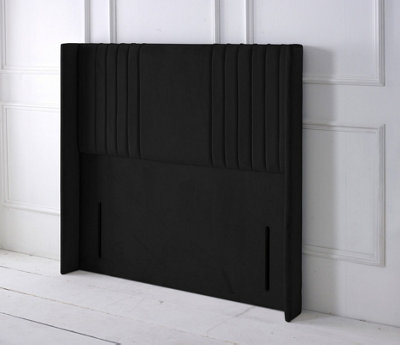 Slumbre Florence Winged Plush Velvet 3Ft Single 50" Floor Standing HeadboardBlack from B&Q