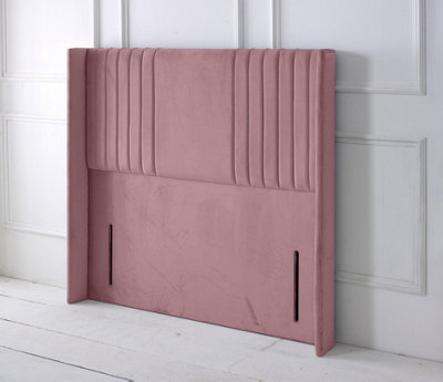 Slumbre Florence Winged Plush Velvet 4Ft Small Double 50" Floor Standing HeadboardPink from B&Q