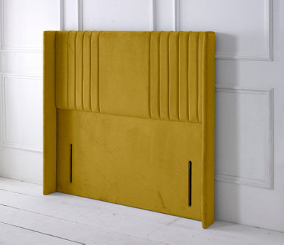 Slumbre Florence Winged Plush Velvet 4Ft Small Double 50" Floor Standing HeadboardTurmeric from B&Q