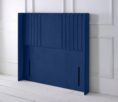 Slumbre Florence Winged Plush Velvet 4Ft6 Double 50" Floor Standing HeadboardBlue from B&Q
