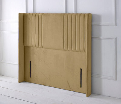Slumbre Florence Winged Plush Velvet 4Ft6 Double 50" Floor Standing HeadboardCoffee from B&Q