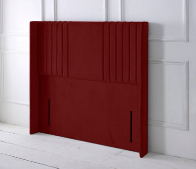 Slumbre Florence Winged Plush Velvet 5Ft Kingsize 50" Floor Standing HeadboardBurgundy from B&Q