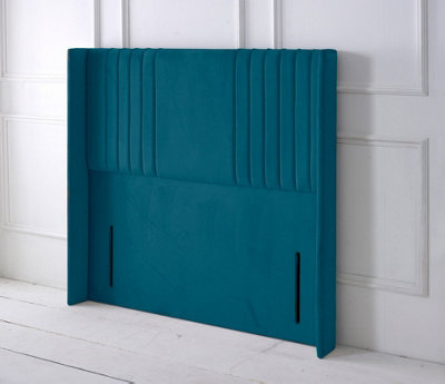 Slumbre Florence Winged Plush Velvet 5Ft Kingsize 50" Floor Standing HeadboardMallard from B&Q