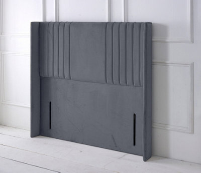 Slumbre Florence Winged Plush Velvet 6Ft Super King 50" Floor Standing HeadboardGrey from B&Q