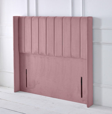 Slumbre Portland Winged Plush Velvet 4Ft6 Double 50" Floor Standing HeadboardPink from B&Q