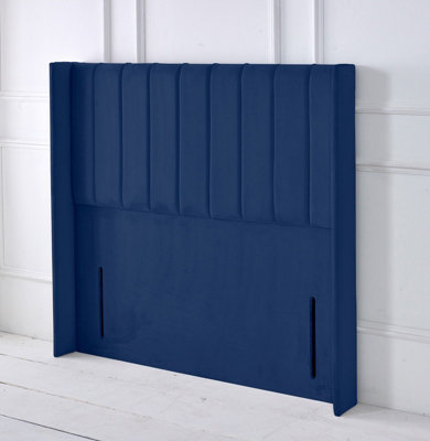 Slumbre Portland Winged Plush Velvet 5Ft Kingsize 50" Floor Standing HeadboardBlue from B&Q