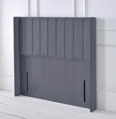Adore Designs Portland Winged Plush Velvet 5Ft Kingsize 50" Floor Standing HeadboardGrey from B&Q
