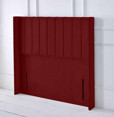 Slumbre Portland Winged Plush Velvet 6Ft Super King 50" Floor Standing HeadboardBurgundy from B&Q