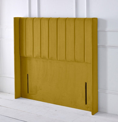 Slumbre Portland Winged Plush Velvet 6Ft Super King 50" Floor Standing HeadboardTurmeric from B&Q
