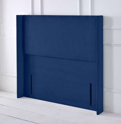 Slumbre Victoria Winged Plush Velvet 4Ft6 Double 50" Floor Standing HeadboardBlue from B&Q