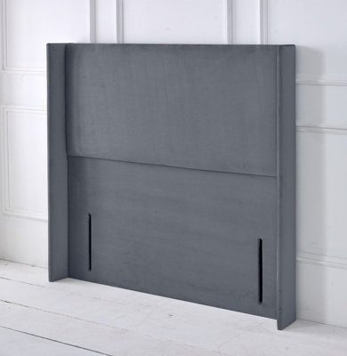 Slumbre Victoria Winged Plush Velvet 4Ft6 Double 50" Floor Standing HeadboardGrey from B&Q