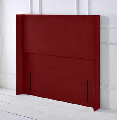 Slumbre Victoria Winged Plush Velvet 5Ft Kingsize 50" Floor Standing HeadboardBurgundy from B&Q