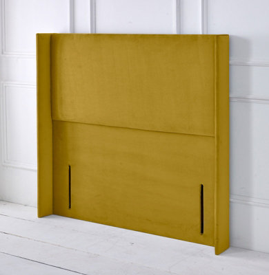 Slumbre Victoria Winged Plush Velvet 6Ft Super King 50" Floor Standing HeadboardTurmeric from B&Q