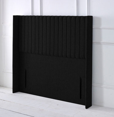 Adore Designs Multipanel Winged Chenille 5Ft Kingsize 50" HeadboardBlack from B&Q