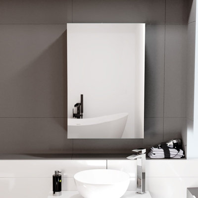 B&Q -  Gloss White 400mm Bathroom Mirror Cabinet With Shelf Storage
